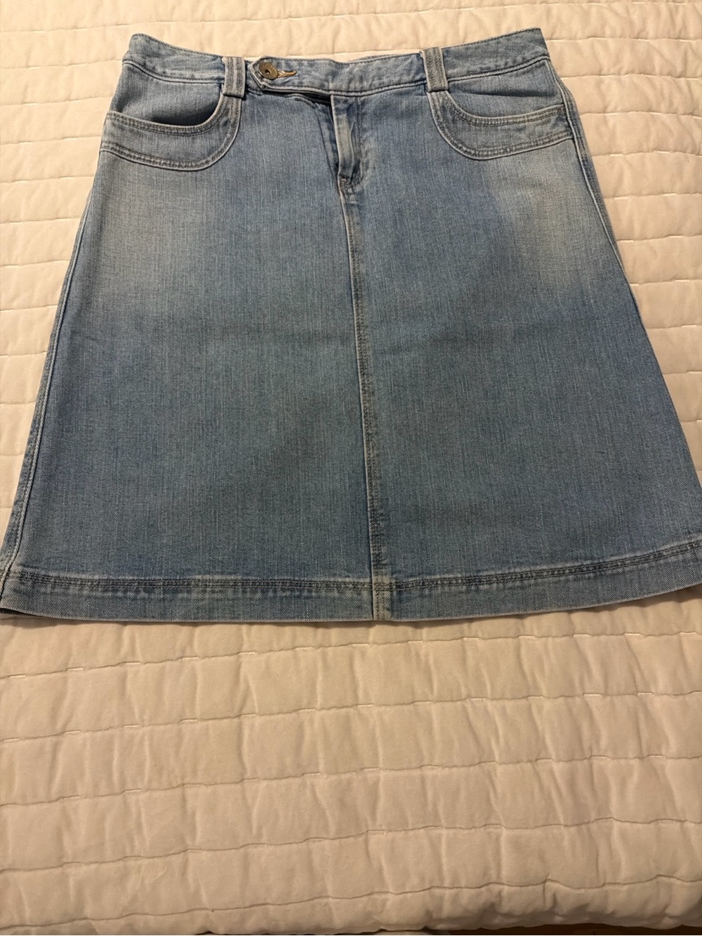 Vintage GAP Denim A-Line Skirt Size 8 Y2K Button Pocket Blue Jean Skirt
